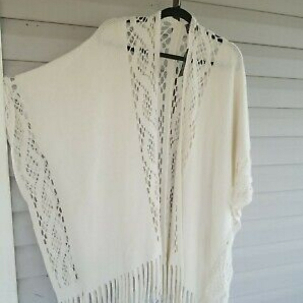 Max Edition Ivory Knit Shaw,cardigan Sweater,kimono,one Size